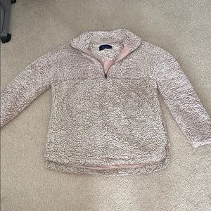 Blue Rain blush pink sherpa quarter zip